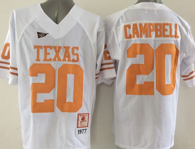 Texas Longhorns 20 Campbell White College Jersey