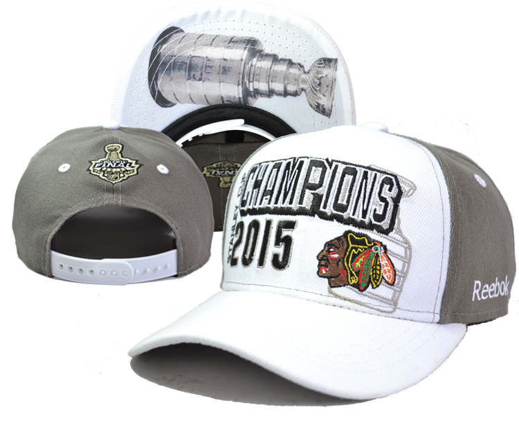 Blackhawks White 2015 Stanley Cup Champions Cap