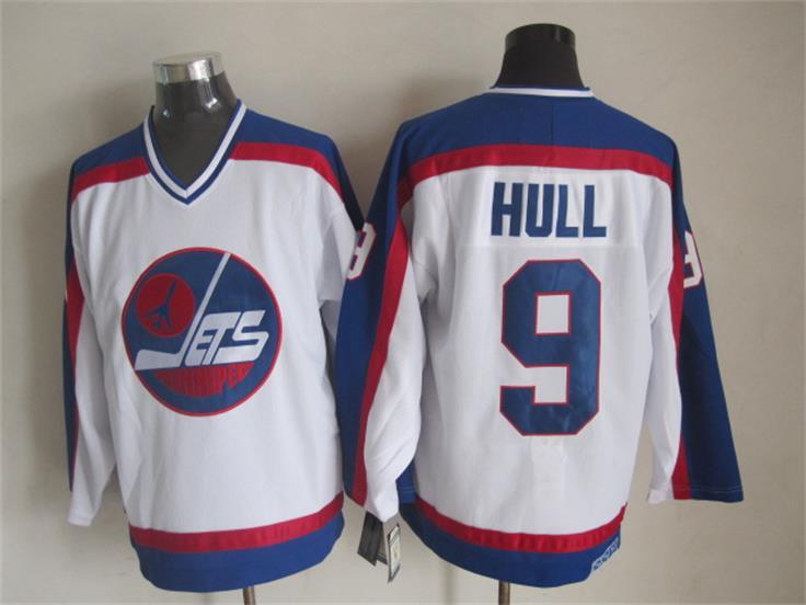 Jets 9 Hull White Vintage CCM Jersey - Click Image to Close