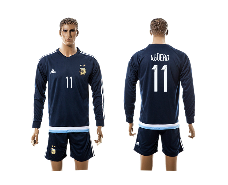 2015-16 Argentina 11 AGUERO Away Long Sleeve Jersey