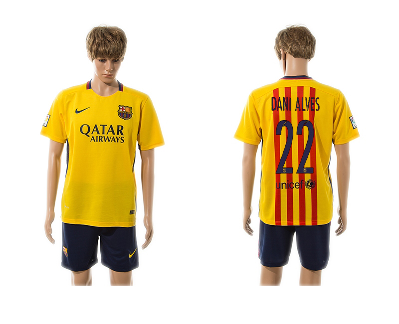 2015-16 Barcelona 22 DANI ALVES Away Jersey
