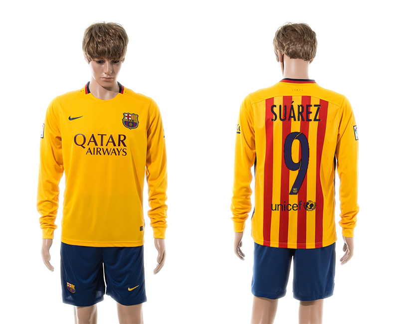 2015-16 Barcelona 9 SUAREZ Away Long Sleeve Jersey