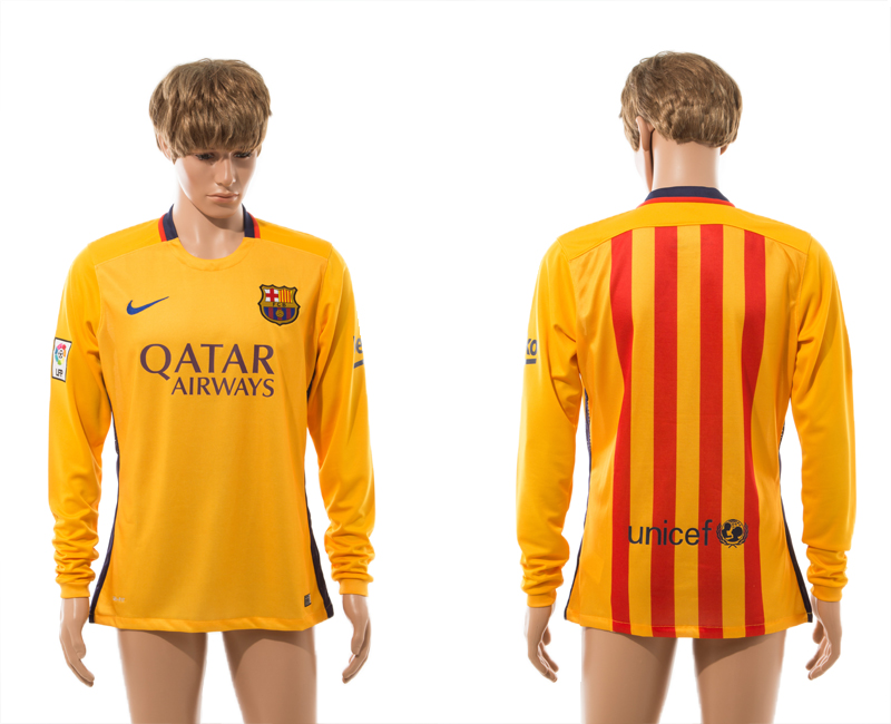 2015-16 Barcelona Away Long Sleeve Jersey