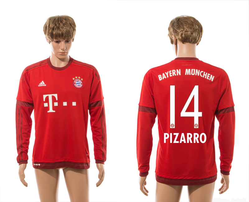 2015-16 Bayern Munchen 14 PIZARRO Home Long Sleeve Thailand Jersey