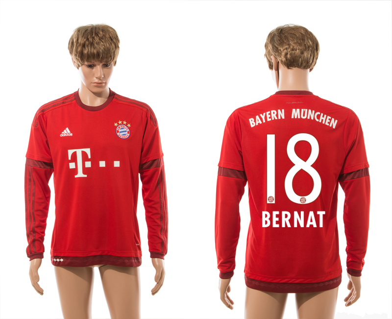 2015-16 Bayern Munchen 18 BERNAT Home Long Sleeve Thailand Jersey