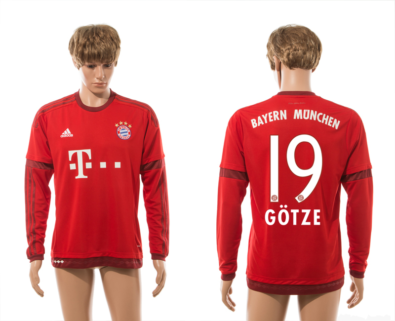 2015-16 Bayern Munchen 19 GOTZE Home Long Sleeve Thailand Jersey