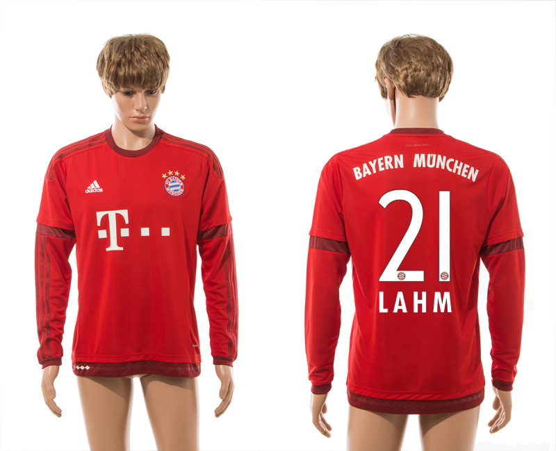 2015-16 Bayern Munchen 21 LAHM Home Long Sleeve Thailand Jersey