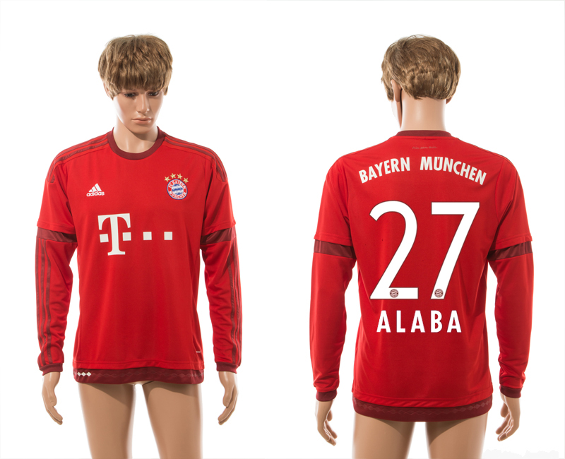 2015-16 Bayern Munchen 27 ALABA Home Long Sleeve Thailand Jersey