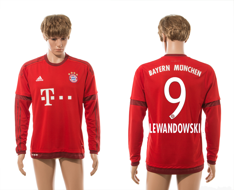 2015-16 Bayern Munchen 9 LEWANDOWSKI Home Long Sleeve Thailand Jersey