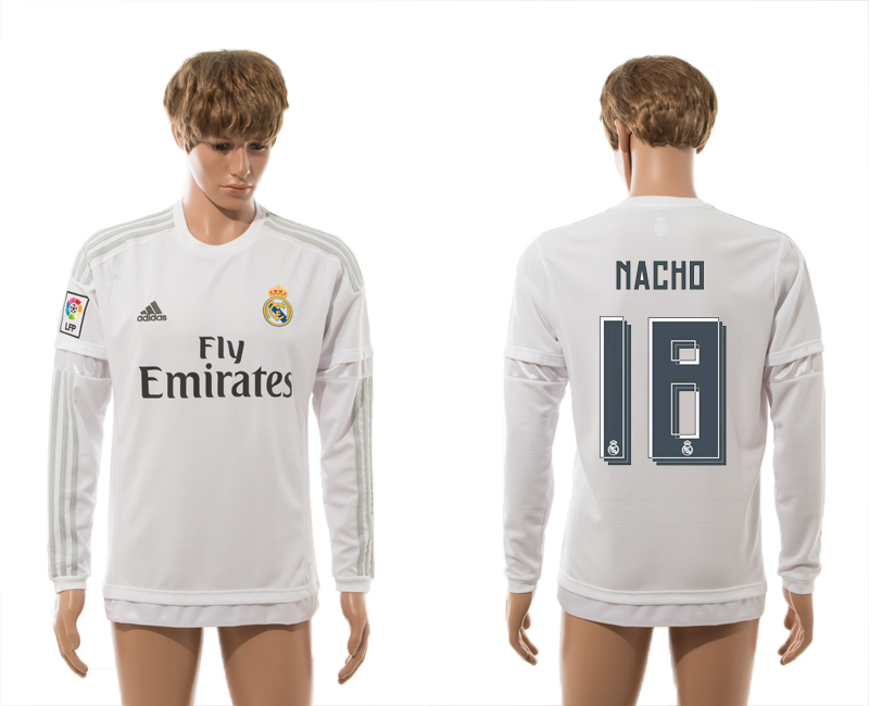 2015-16 Real Madrid 18 NACHO Home Long Sleeve Thailand Jersey