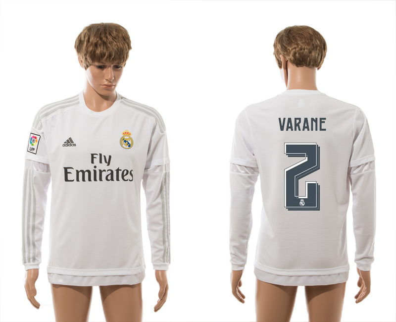 2015-16 Real Madrid 2 VARANE Home Long Sleeve Thailand Jersey