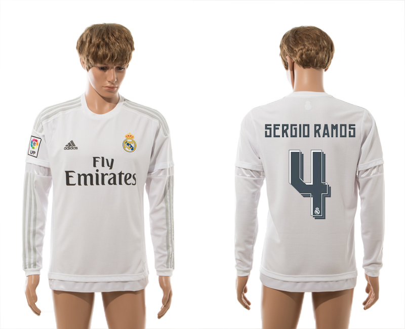 2015-16 Real Madrid 4 SERGIO RAMOS Home Long Sleeve Thailand Jersey