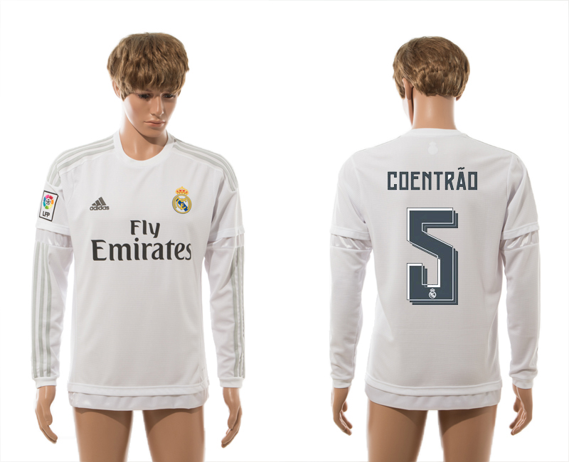2015-16 Real Madrid 5 COENTRAO Home Long Sleeve Thailand Jersey