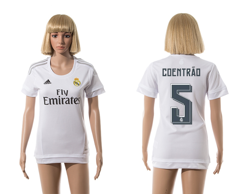 2015-16 Real Madrid 5 COENTRAO Home Women Jersey