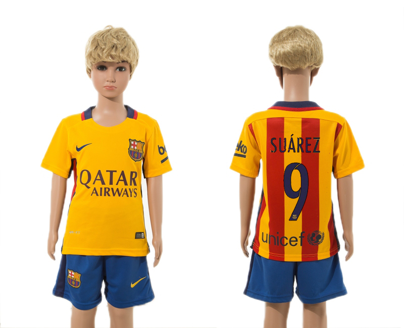 2015-16 Barcelona 9 SUAREZ Away Youth Jersey