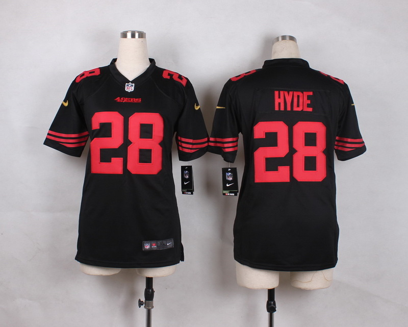 Nike 49ers 28 Carlos Hyde Black Youth Game Jersey