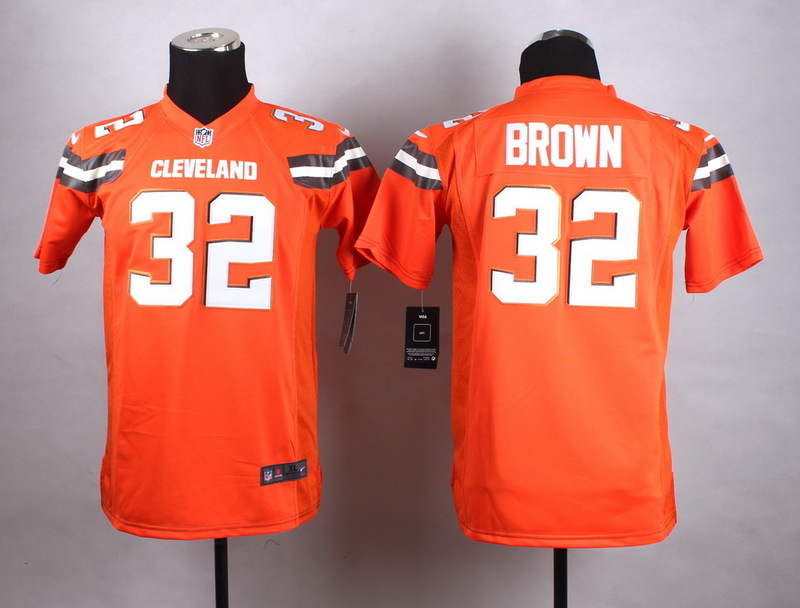 Nike Browns 32 Jim Brown Orange Youth Game Jersey