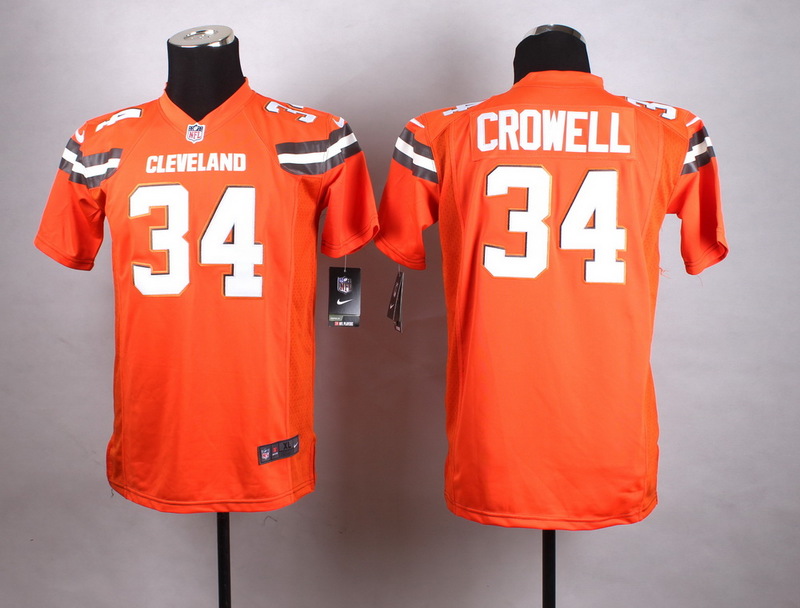 Nike Browns 34 Isaiah Crowell Orange Youth Game Jersey
