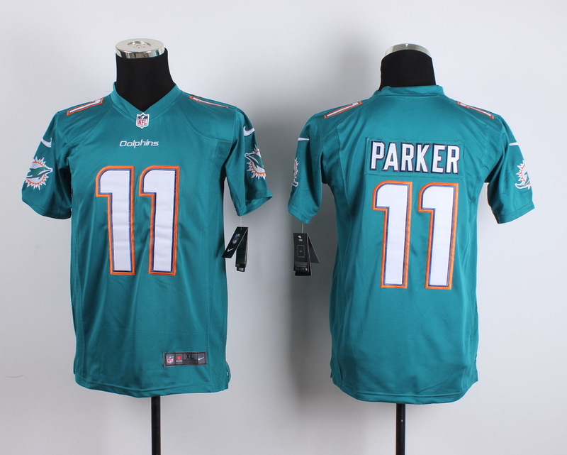 Nike Dolphins 11 DeVante Parker Green Youth Game Jersey - Click Image to Close