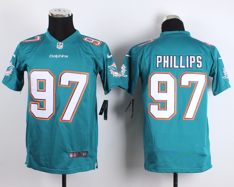 Nike Dolphins 97 Jordan Phillips Green Youth Game Jersey