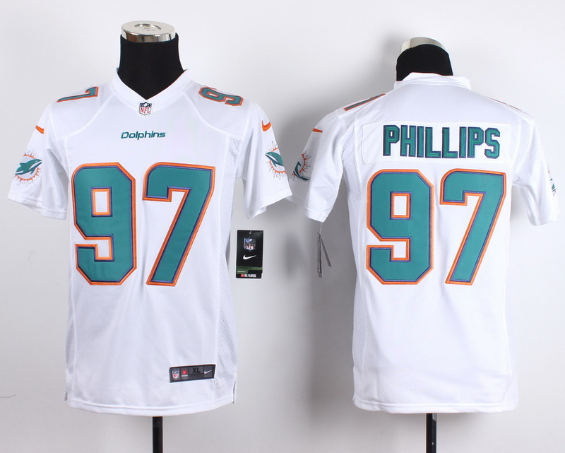 Nike Dolphins 97 Jordan Phillips White Youth Game Jersey