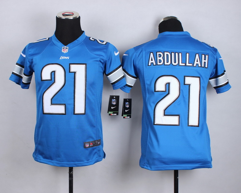 Nike Lions 21 Ameer Abdullah Blue Youth Game Jersey