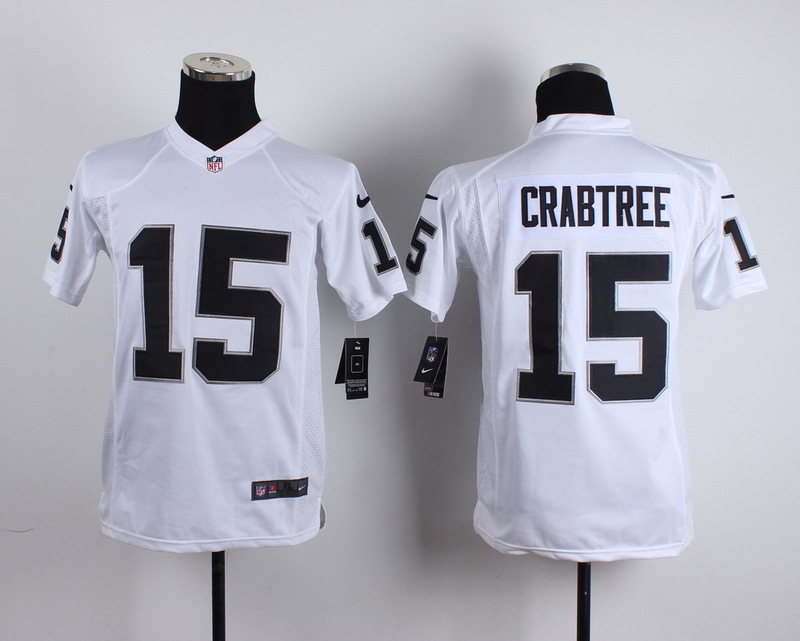 Nike Raiders 15 Michael Crabtree White Youth Game Jersey