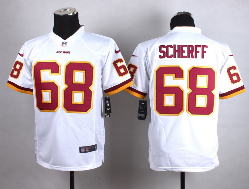 Nike Redskins 68 Brandon Scherff White Youth Game Jersey - Click Image to Close