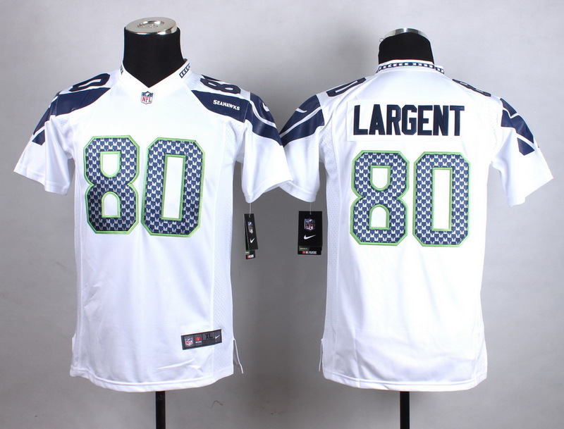 Nike Seahawks 80 Steve Largent White Youth Game Jersey - Click Image to Close