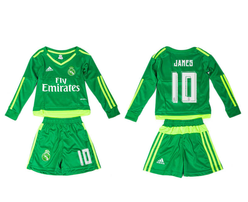 2015-16 Real Madrid 10 JAMES Green Goalkeeper Long Sleeve Youth Jersey