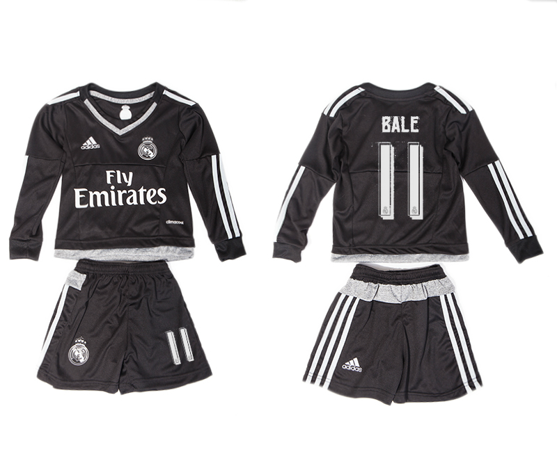 2015-16 Real Madrid 11 BALE Black Goalkeeper Long Sleeve Youth Jersey