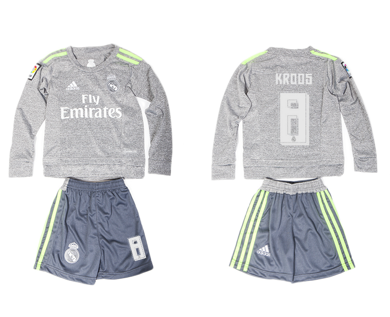 2015-16 Real Madrid 8 KROOS Away Long Sleeve Youth Jersey
