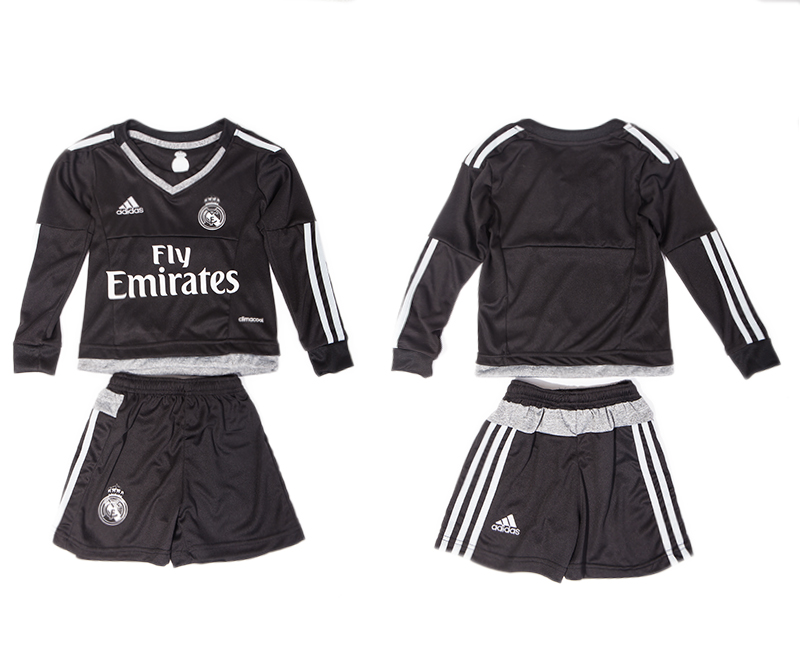 2015-16 Real Madrid Black Goalkeeper Long Sleeve Youth Jersey