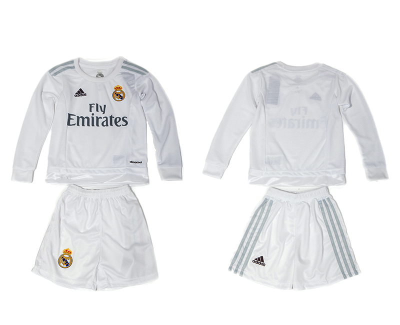 2015-16 Real Madrid Home Long Sleeve Youth Jersey