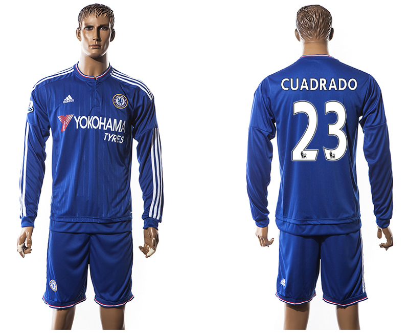 2015-16 Chelsea 23 CUADRADO Home Long Sleeve Jersey