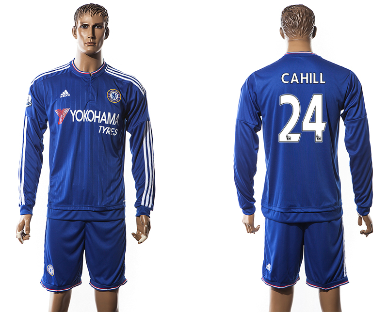 2015-16 Chelsea 24 CAHILL Home Long Sleeve Jersey
