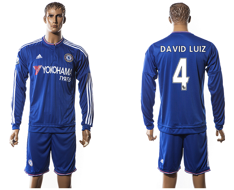 2015-16 Chelsea 4 DAVID LUIZ Home Long Sleeve Jersey