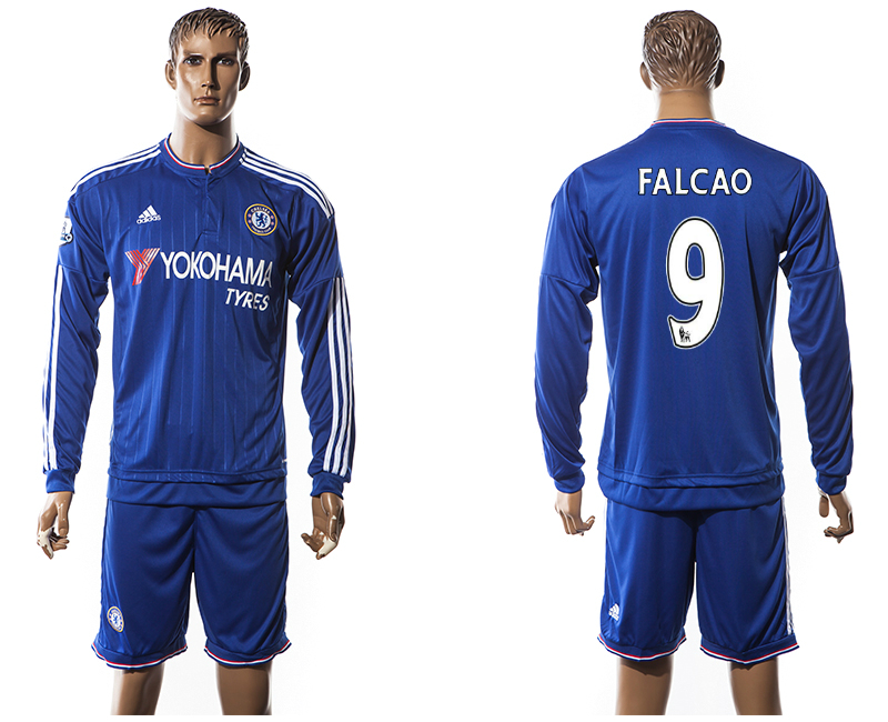 2015-16 Chelsea 9 FALCAO Home Long Sleeve Jersey