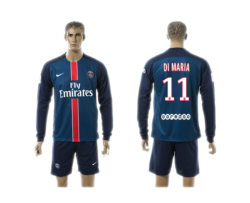 2015-16 Paris Saint Germain 11 DI MARIA Home Long Sleeve Jersey