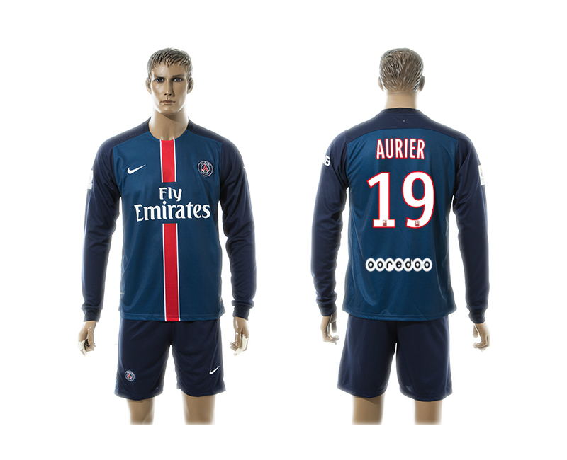 2015-16 Paris Saint Germain 19 AURIER Home Long Sleeve Jersey