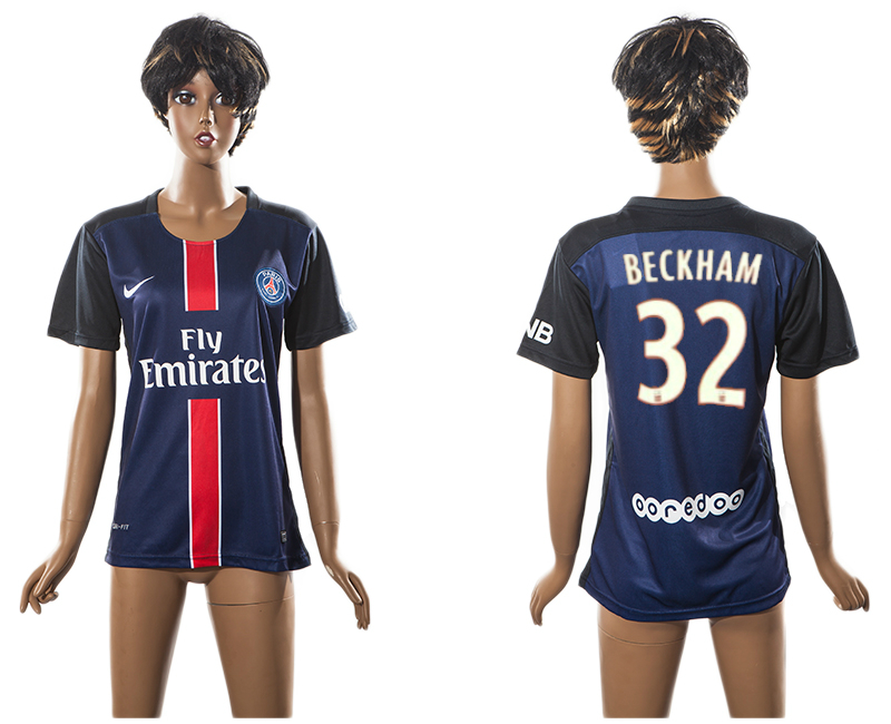 2015-16 Paris Saint Germain 32 BECKHAM Home Women Jersey