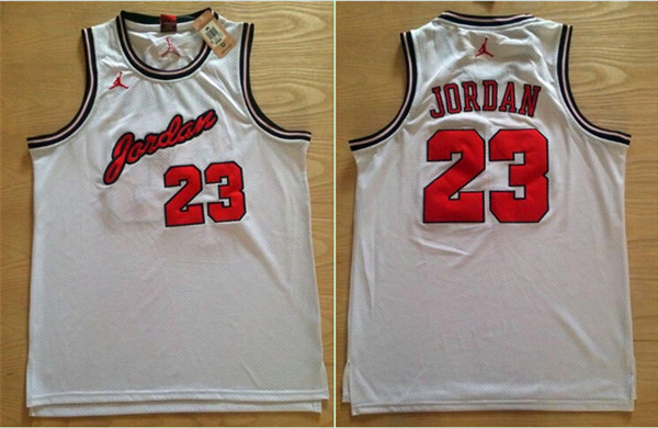 Bulls 23 Jordan White Stitched Mesh Jersey