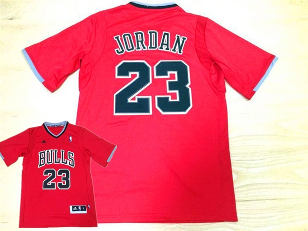 Bulls 23 Michael Jordan Red Short Sleeve Swingman Jersey