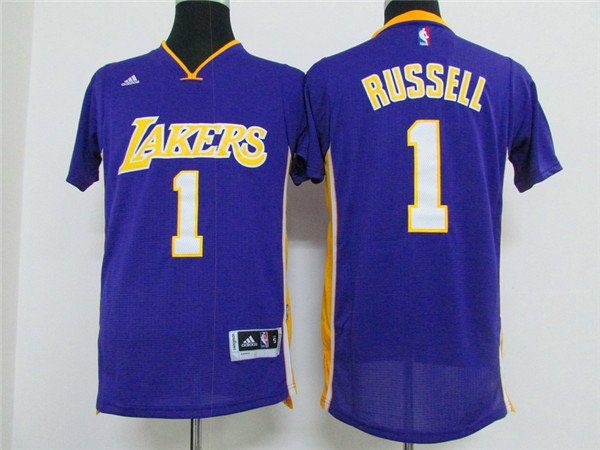 Lakers 1 D'Angelo Russell Purple Short Sleeve New Rev 30 Jersey