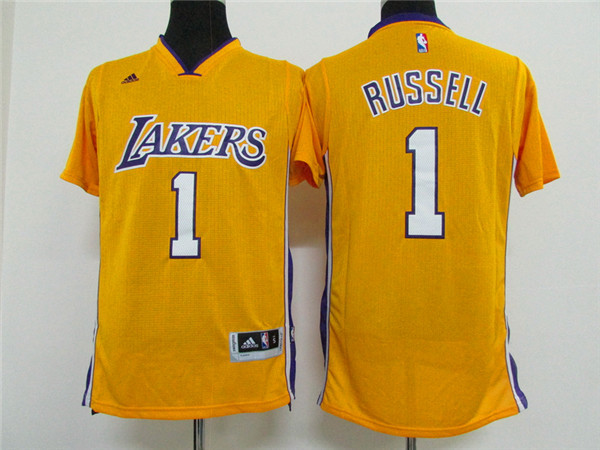 Lakers 1 D'Angelo Russell Yellow Short Sleeve New Rev 30 Jersey