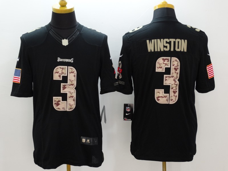Nike Buccaneers 3 Jameis Winston Black Salute To Service Limited Jersey