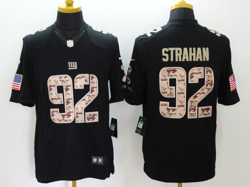 Nike Giants 92 Michael Strahan Black Salute To Service Limited Jersey