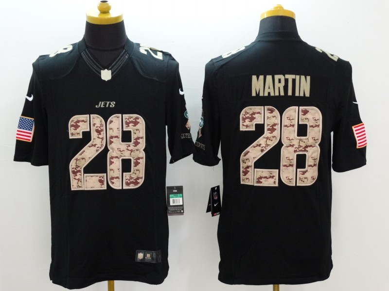 Nike Jets 28 Curtis Martin Black Salute To Service Limited Jersey