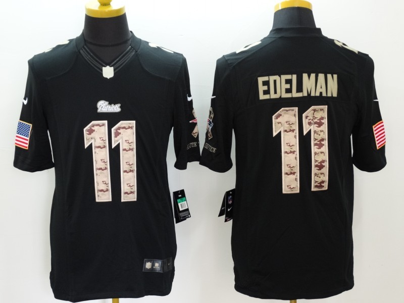 Nike Patriots 11 Julian Edelman Black Salute To Service Limited Jersey