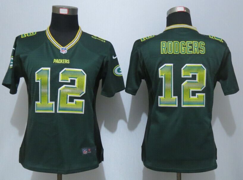 Nike Packers 12 Aaron Rodgers Green Pro Line Fashion Strobe Women Jersey